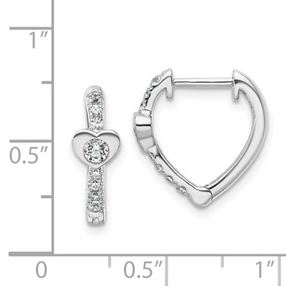 New True Origin 14K White Gold 1/3 CT Lab-Grown Diamond Heart Hoop Earrings - Picture 2 of 5